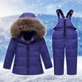 thumbnail image 1 of LSLJS Boys Girls Fashion Solid Color Down Jackets Keep Thickening Warm Outdoor Coat Jumpsuit Set, 1 of 7