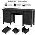 thumbnail image 4 of FIAKOA 62" Executive Desk, Modern Farmhouse Computer Desk with Drawers & Cabinet,Home Office Desk Writing Workspace for Work Study,Black, 4 of 9