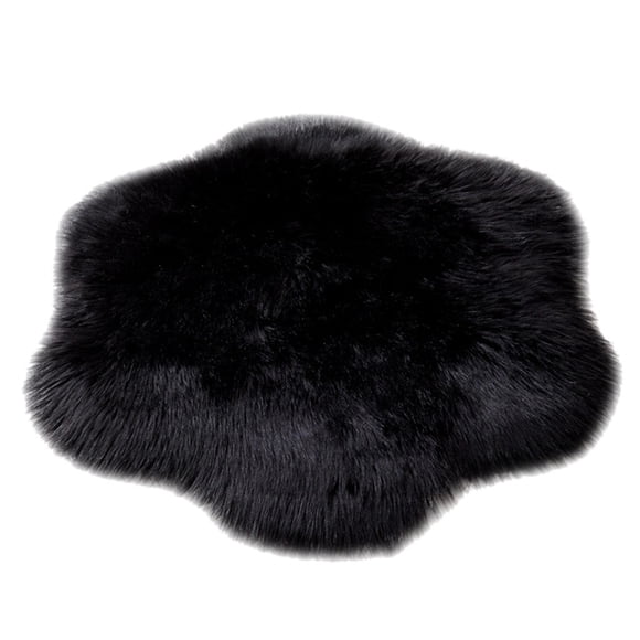 fheaev Wool Imitation Sheepskin Rugs Faux Non Slip Bedroom Carpet Mats
