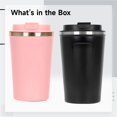 thumbnail image 5 of 2 Pcs Insulated Coffee Mugs, 304 Stainless Steel Vacuum Thermos with One-Touch Lid, Leakproof Coffee Tumblers for Hot & Cold Drinks, Travel Coffee Cups, 12.8 oz, Black+Pink, 5 of 5