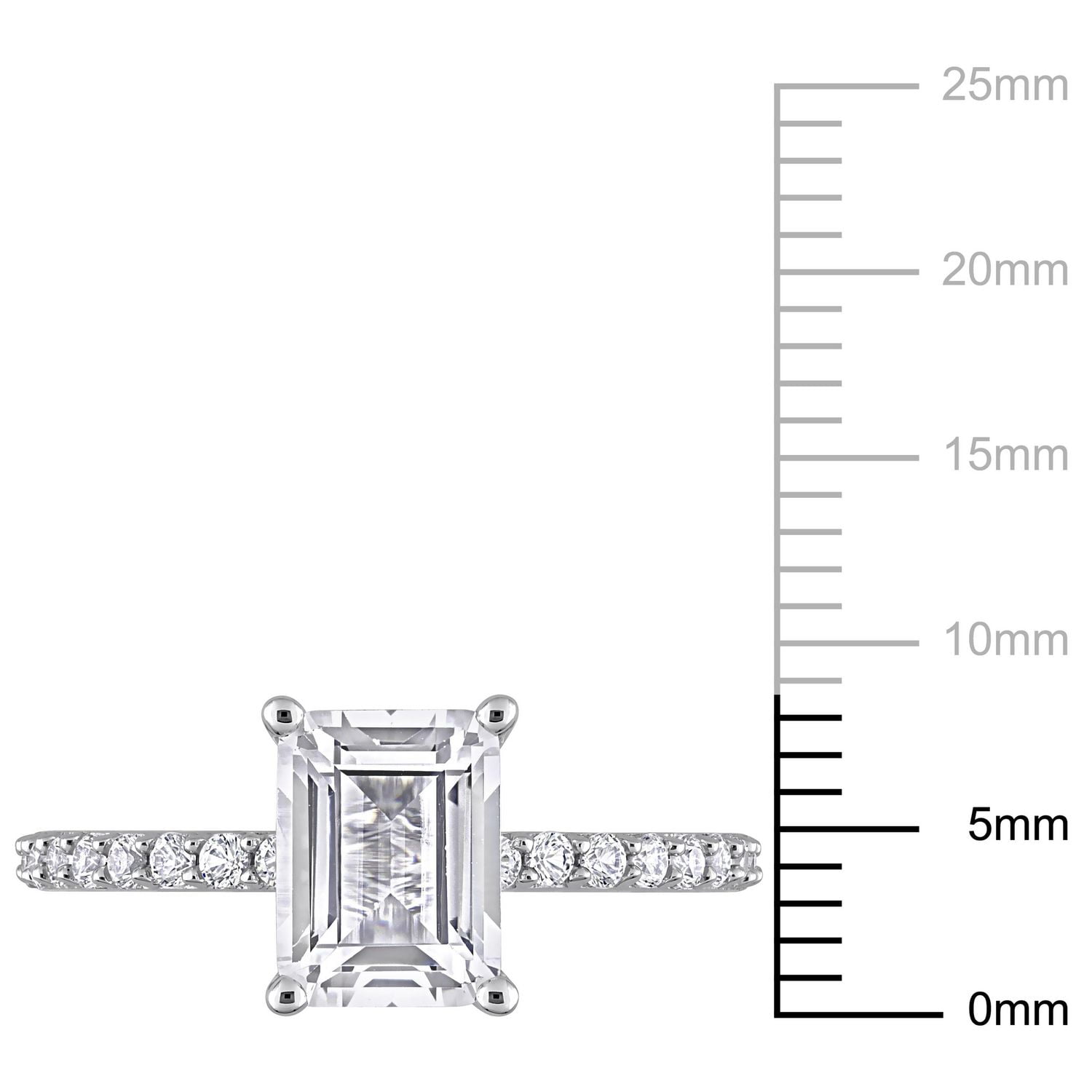 Bague de fiançailles Miabella avec 2-1/3 Carat PBT de Saphir Blanc Synthétique en Or Blanc 10kt