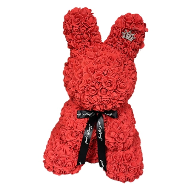 TIMIFIS Landscape Craftsmanship, Valentine's Day Simulation Rose Bunny Cuddle Bunny Birthday Gift Foam Bunny Home Decor