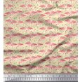 thumbnail image 1 of Soimoi Moss Georgette Fabric Grass & Flamingo Bird Print Fabric by Yard 42 Inch Wide, 1 of 3