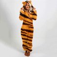thumbnail image 1 of Combinaison Pyjama Unisexe Adulte Léopard à Capuche avec Fermeture Éclair Manches Longues en Peluche, 1 of 7