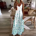 thumbnail image 2 of Robe Maxi à Imprimé Floral pour Femmes Sans Manches, Robes d'Été Décontractées, Col en V, Bretelles Spaghetti, Longue Robe Soleil, 2 of 5
