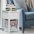 thumbnail image 3 of Gymax 2 Tier Mini Nightstand 1 Drawer Bedside End Table Organizer Wood W/Basket White, 3 of 10