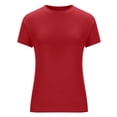 thumbnail image 4 of RKSTN Hauts pour Femmes Tendance Coupe Ajustée Manches Courtes Col Rond Hauts de Couleur Unie Basiques Chandail Décontracté T-shirt de Mode Polyvalent, 4 of 5