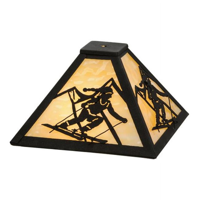 Meyda 150135 11 in. Square Alpine Shade, Dark Roast & Ba