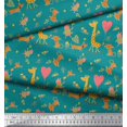 thumbnail image 2 of Soimoi Polyester Crepe Fabric Balloon,Floral & Cute Animals Cartoon Print Fabric by Yard 42 Inch Wide, 2 of 3