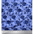 thumbnail image 1 of Soimoi Blue Velvet Fabric Leaves,Insect & Floral Artistic Fabric Prints by Yard 58 Inch Wide, 1 of 3