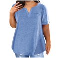thumbnail image 1 of 2025 Ladies Top V Neck Plus Size Spaghetti Strap Top Solid Color Short Plus Size Scrub Tops Sleeve Pocket Loose T Tops Women Plus Size, 1 of 4