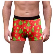 FhsagQ Underwear Men Underwear Pack Briefs Comfortsoft Men's Christmas Print Breathable Underwear Mens Underwear Boxers Briefs Spandex Men Underwear Pack Trunks Watermelon Red XL