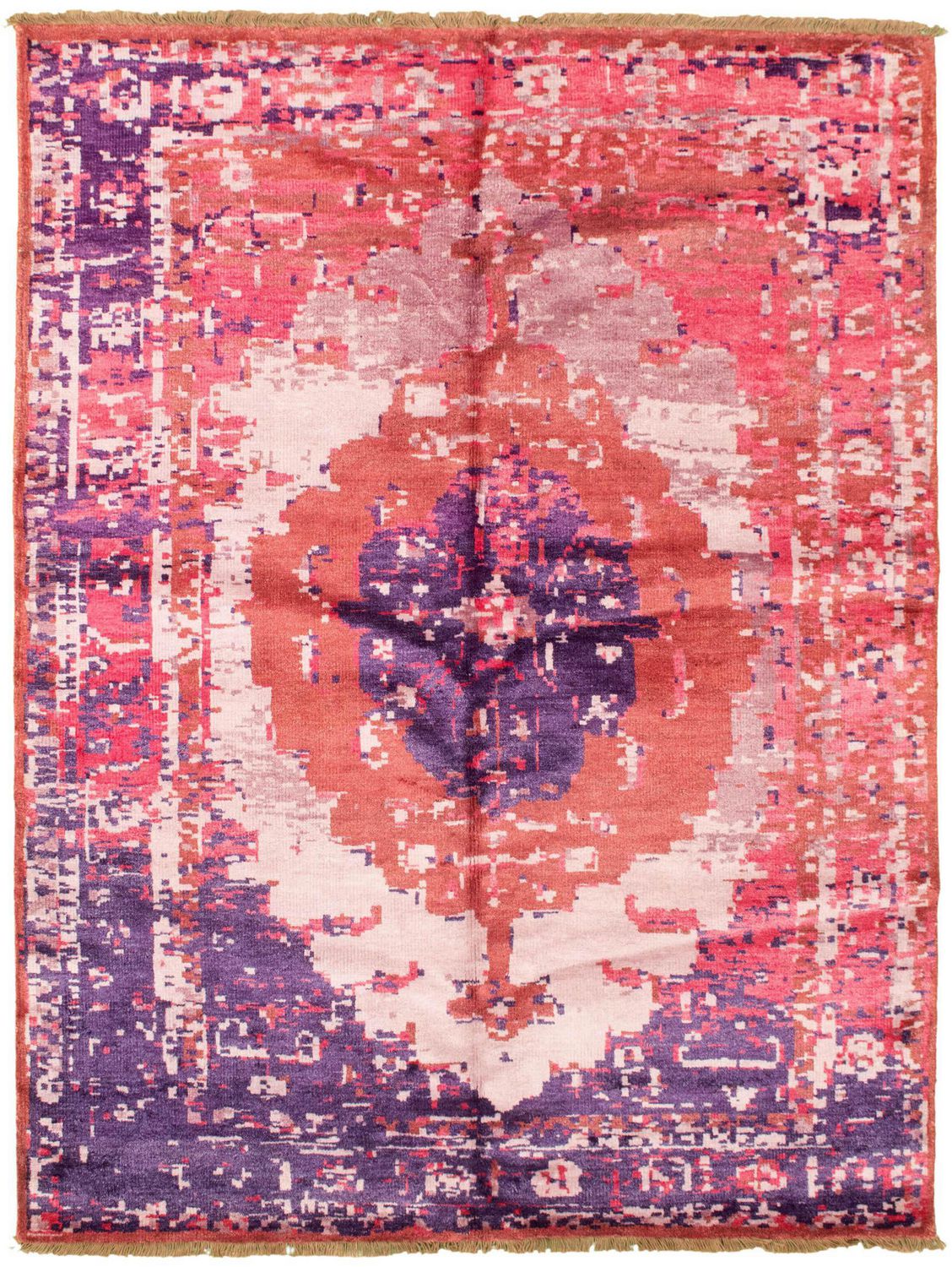 ECARPETGALLERY Tapis Noué à la Main pour Salon, Salle à Manger et Chambre à Coucher Style décontracté Collection Jules Oushak 5'9" x 7'10" en Brun