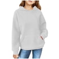 thumbnail image 1 of FAOWME Child Solid Color Hooded Silk Checked Tops Coat White 5-6 Years, 1 of 4