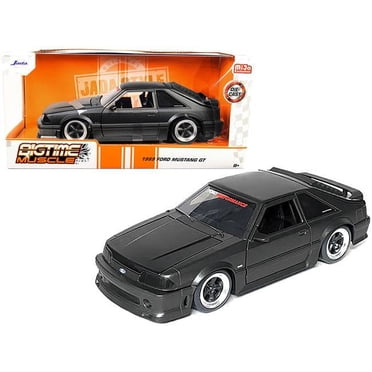 Jada 33605 1-24 Moulé sous Pression 5.0 Capot Bigtime Muscle Series 1989 Ford Mustang GT Voiture Modèle, Noir Mat Métallique