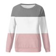 thumbnail image 4 of Meichang Chandails en Molleton Légers pour Femmes Col Rond Manches Longues Chandail Décontracté Tendance à Blocs de Couleur Automne avec Poches, 4 of 5