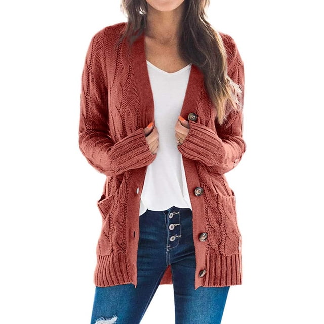 CPOKRTWSO Cardigan Tricoté Surdimensionné à Manches Longues Ouvert pour Femmes