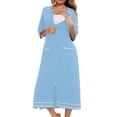 thumbnail image 5 of MeetoTime Robe pour Femmes à Fermeture Éclair devant, Robe de Maison, Chemise de Nuit à Manches 3/4, Longueur Complète, Tenue de Détente pour Dames avec Poches, 5 of 5