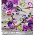 thumbnail image 1 of Soimoi Moss Tissu Georgette Feuilles et Imprimés de Fleurs de Rose au Mètre 42 Pouces de Large, 1 of 3