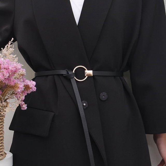 SUTENGDA Ceinture de Tailleur Noire Nouée pour Femmes en Été, Mince et Polyvalente, Ceinture de Taille Simple pour Robe
