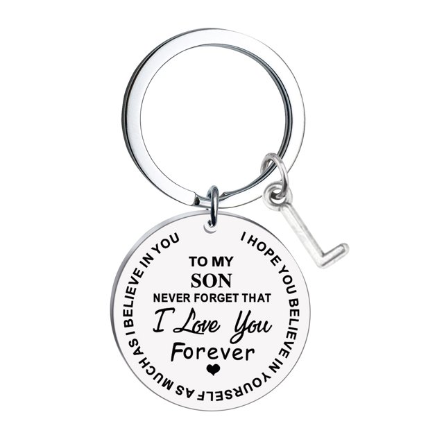 EGNMCR Keychains DIY To My Son Stainless Steel Last Name 26 Letter Keychain 2.5x2.5cm 26 Letter Keychain