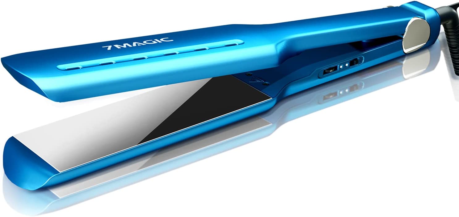 GHSDFBB Nano Titanium Hair Straightener, 1.7" Wide Flat Iron for All Hair Types, MCH Straightening Iron for Fast Straightening, Flat Iron Hair Straightener with 5 Temp, Hair Iron with Dual V