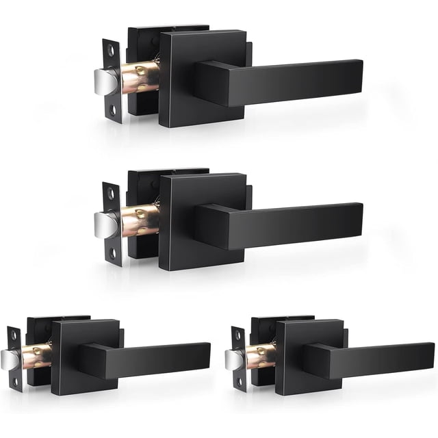 Matte Passage Door Levers Square Hall Closet Door Handles Heavy Duty Interior NonLocking Lever Sets Reversible for Right/Left Handed Door