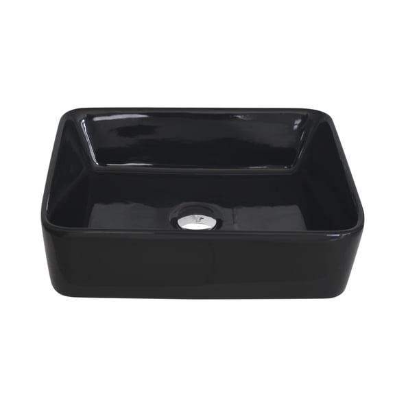 Vaisseau Élégant 18 3⁄4"L X 14 1⁄2"P Lavabo de Salle de Bain Rectangulaire en Porcelaine Noire P-223N