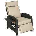 thumbnail image 1 of Outsunny Outdoor Recliner Chair with Adjustable Backrest, Cushion, Khaki, 1 of 10