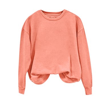 Baberdicy T-Shirts pour Femmes Chandail pour Femmes Col Rond Coupe Ample Couleur Unie Manches Longues Hauts Chemises d'Automne pour Dames Hauts pour Femmes Orange