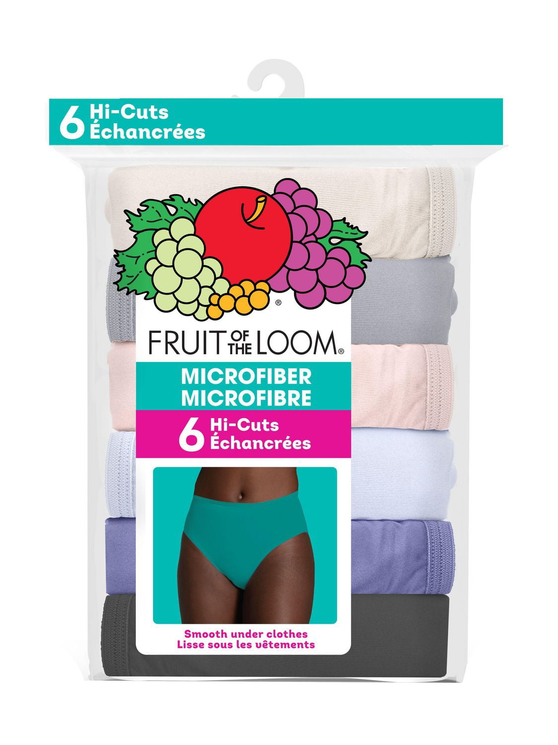 CULOTTES MICROFIBRE À HAUTE DÉCOUPE POUR FEMMES, ASSORTI PAQUET DE 6