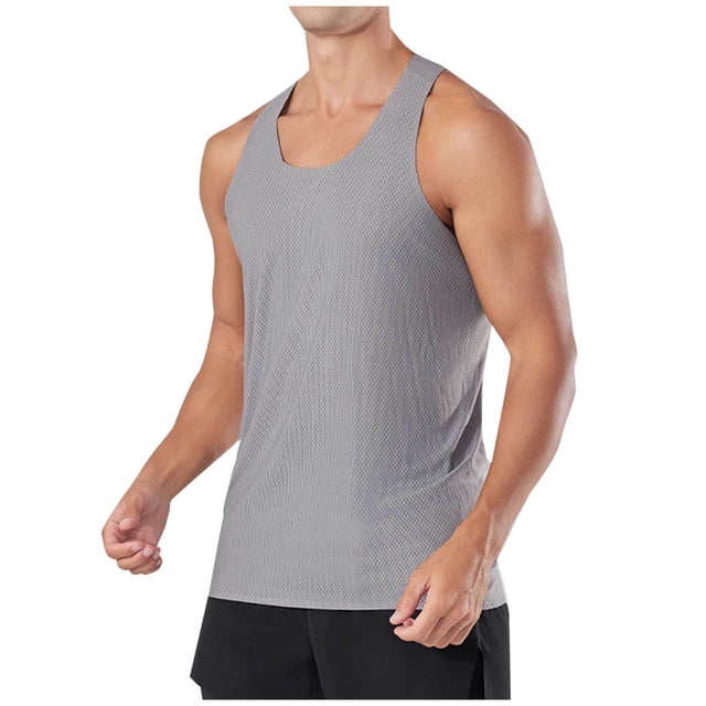 Plebaso Mens Tank Tops Summer Workout Sleeveless Muscle Shirts Athletic Gym Running Tops for Bodybuilding