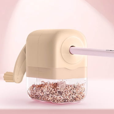 Hand Crank Pencil Sharpener - Manual Student Sharpen Tool with Transparent Shavings Container & Anti-Break Design for School