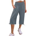 thumbnail image 5 of Simua Pantalon Capri pour Femmes Été Ample à Jambe Grand avec Poches, 5 of 5