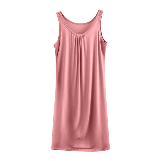 Wdfiry Nuisette pour Femmes en Modal Grande Taille Sans Manches Débardeur Robe de Nuit Couleur Unie Décontractée Froncée Longue Robe de Nuit Tenue d'Intérieur