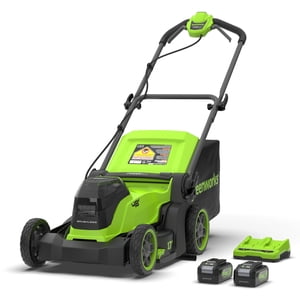 Greenworks 48V (2x24V) 17-in Tondeuse à gazon, (2) 4.0Ah Batteries et chargeur