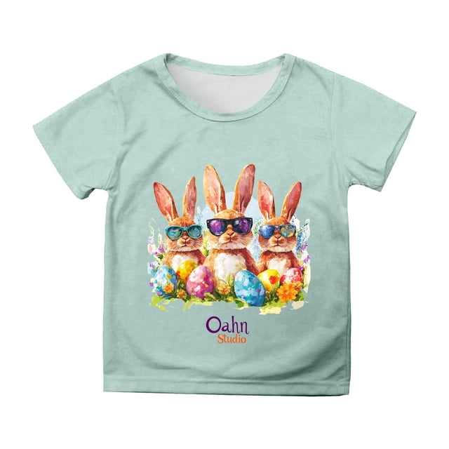 Chandails pour Tout-Petits Garçons Manches Courtes Tenue de Pâques Imprimé de Pâques Décontracté Col Rond T-Shirts Basiques Chandails Mignons pour Filles 5T
