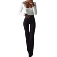 thumbnail image 1 of Leggings Élastiques Solides Mode Femme Pantalons Évasés, 1 of 6