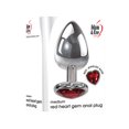 thumbnail image 1 of Adam & Eve Medium Metal Anal Plug with Red Heart Gem, 1 of 5