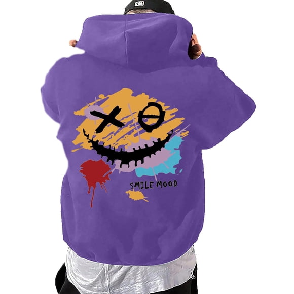 Ediodpoh Men's Hoodies and Sweatshirts - Fashionable Casual Pullover for Daily Wear Comfortable Stretchy Fabric Ideal for Autumn and Winter Seasons Sweatshirt for Men Dark Purple M