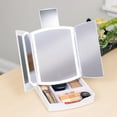 thumbnail image 2 of Portable Tri-Fold LED Mirror - Lighted Vanity Mirror with Storage Tray, 2 of 9