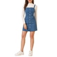 thumbnail image 2 of INSPIRE CHIC Robe en Denim pour Femme Printemps Été à Bretelles Ajustables Coupe Trapèze Bleu 3TG, 2 of 6
