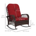 thumbnail image 3 of Outsunny Rattan Rocking Chair with Soft Cushion for Garden, Red, 3 of 10