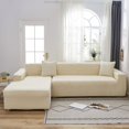 thumbnail image 2 of 2024 Plush Sectional Couch Cover   Stretch L Shape Sofa Covers For Sectional Sofa Set  L Shape Couch Protector Chaise Lounge Covers For Dogs Kids-Gray-1 Seater, 2 of 9