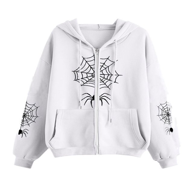 MesaSe Chandails en Molleton à Capuche avec Imprimé Toile d'Araignée Punk pour Hommes et Femmes