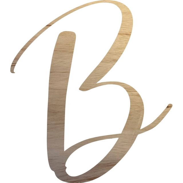 Unpainted Wood Letter B Craft, Paintable 6'' Tall Wood Alphabet Letter, DIY Nicholia Script Font