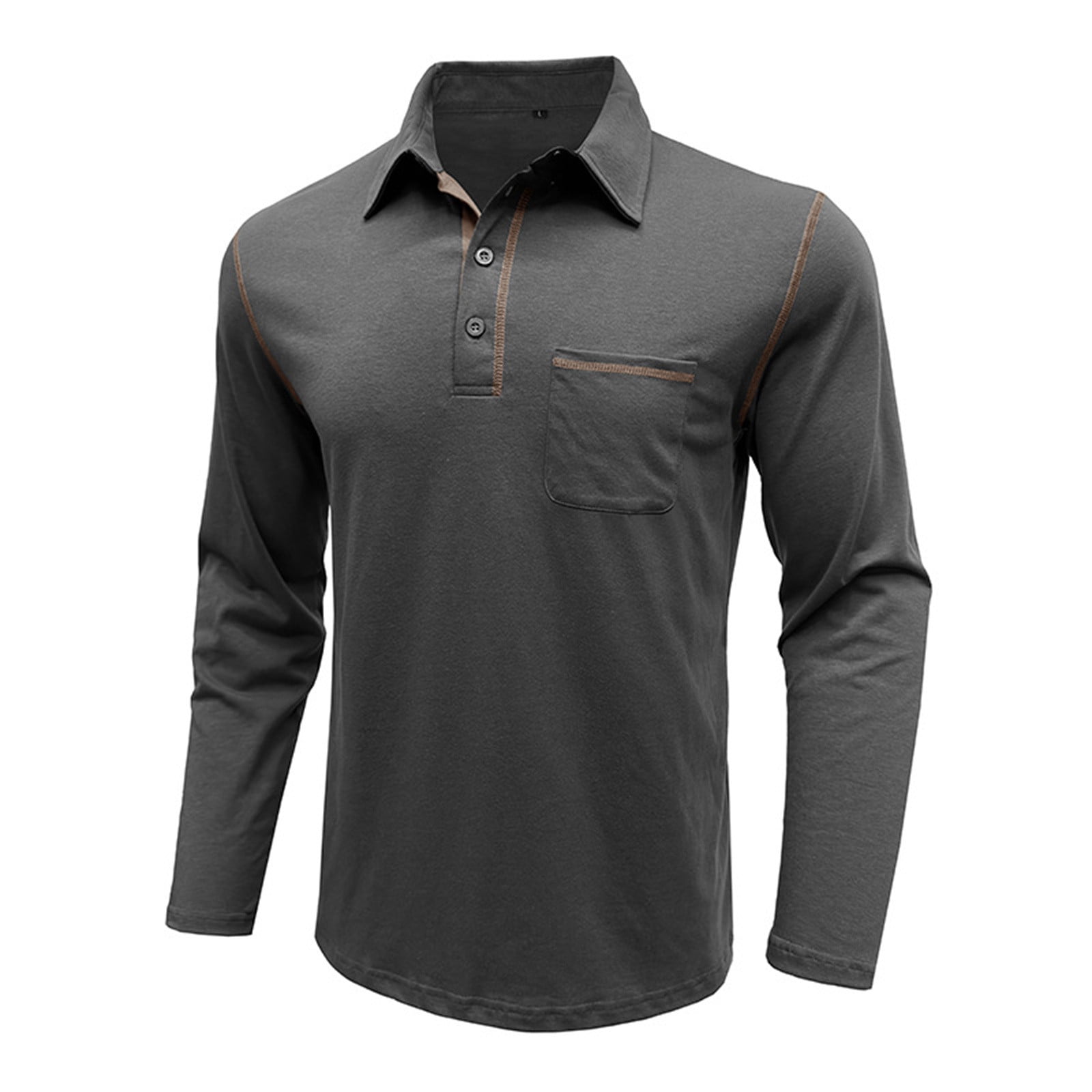 AherBiu Mens Golf Shirts Long Sleeve Stretch Quick-Drying Athletic Pullover Outdoor Running Workout Sports Button Shirt