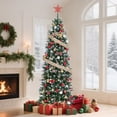 thumbnail image 1 of 7.5ft/9ft Christmas Tree, Artificial Prelit Pencil Tree, Easy Assemble, Xmas Decor for Home Party Office Mall Holiday, 1 of 8