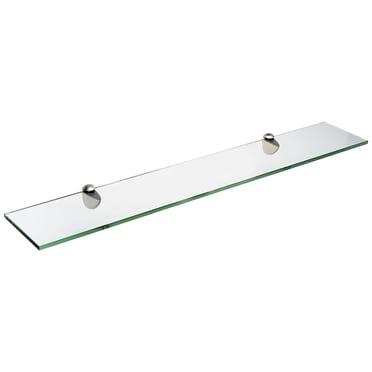 Spancraft Glass Peacock Glass Shelf, Brushed Steel, 6 x 33