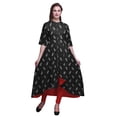 thumbnail image 1 of Bimba Robe Anarkali Noire à Spirale et à Motif Cachemire pour Femmes, Col Mandarin, Kurtis Indiens, Kurta Asymétrique - Grand, 1 of 5
